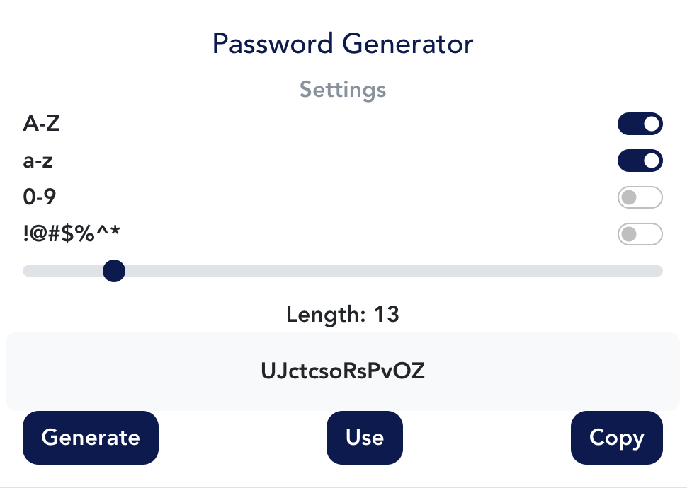 Keestash Password Modal - Password Generator