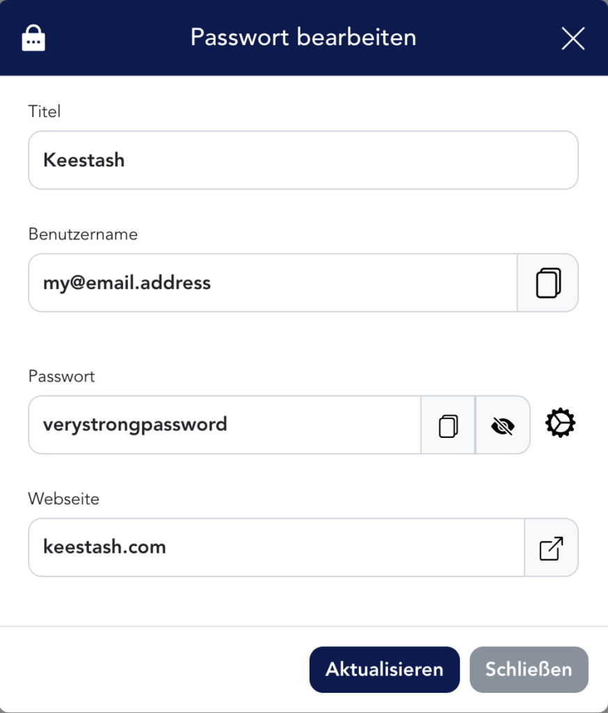 password modal showing password
